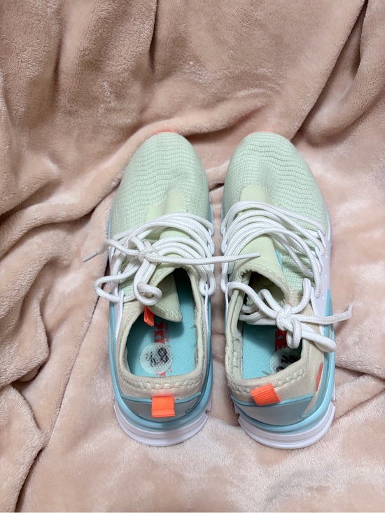 Reebok Shoes - Reebok Mint Green and Light Blue Sneakers with Orange Heel Tab